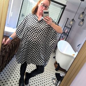  Dressed in LaLa Large Live a Little Oversized Top in Checkerboard
